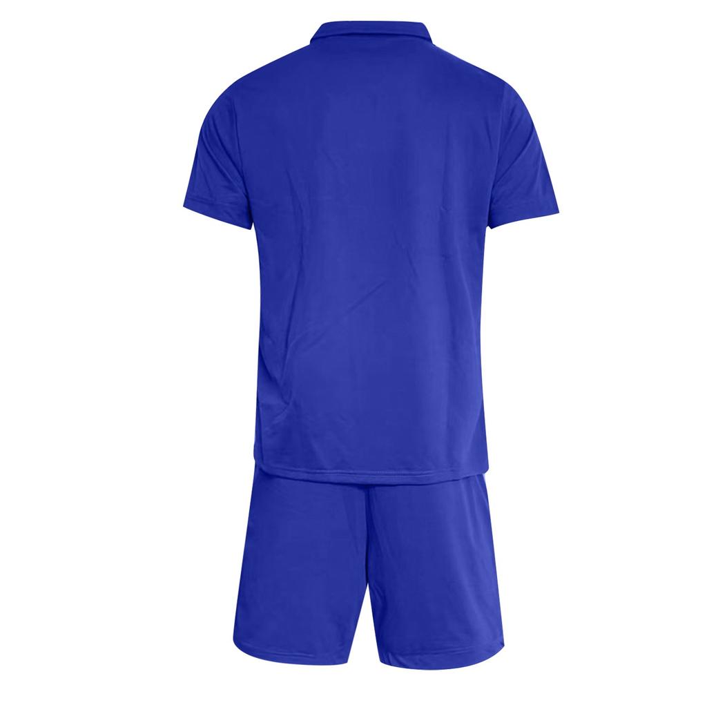 Summer Men's Solid Color Casual Suit Short Sleeved Button Shirt Loose Shorts Two-piece Set