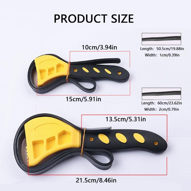 2Pcs Strap Wrench Set Adjustable Rubber Belt Wrench for Oil Filter Wrench Set Jar Opener Shower Head Wrench Water Filter