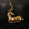 Retro Brass Christmas Elk Miniature Figurine Festival Decoration Accessories Mini Reindeer Statue Desktop Ornament Modern Decors