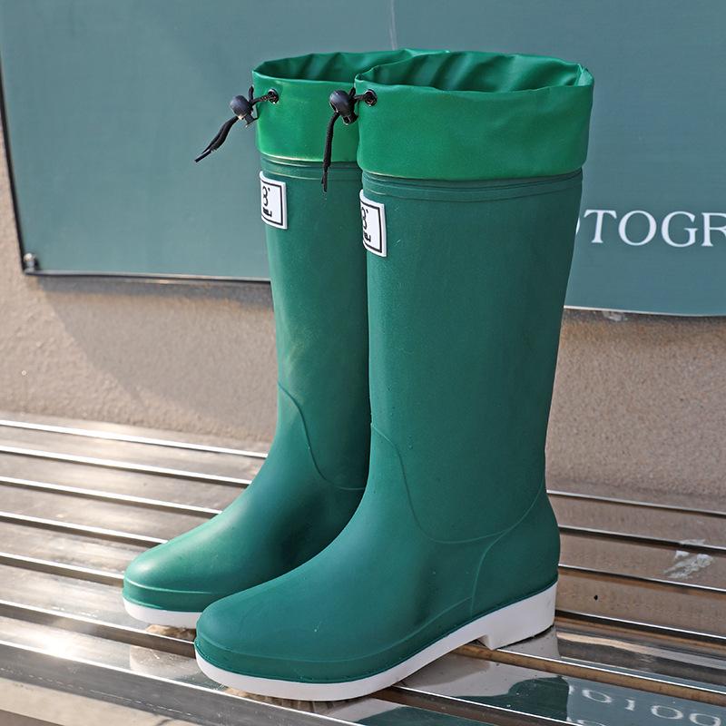 Модные новые длинные резиновые сапоги, водонепроницаемые, комплект для взрослых, высокие резиновые сапоги, женские резиновые сапоги для ходьбы