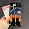 Масляная живопись Черная кошка Жесткий чехол Для iPhone 17 16 15 14 13 12 11 Pro Max Air Защитный ударопрочный Чехол-бампер
