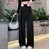 Winter High Waist Wide Leg Pant Suits Streetwear Black Fashion Patchwork Trousers