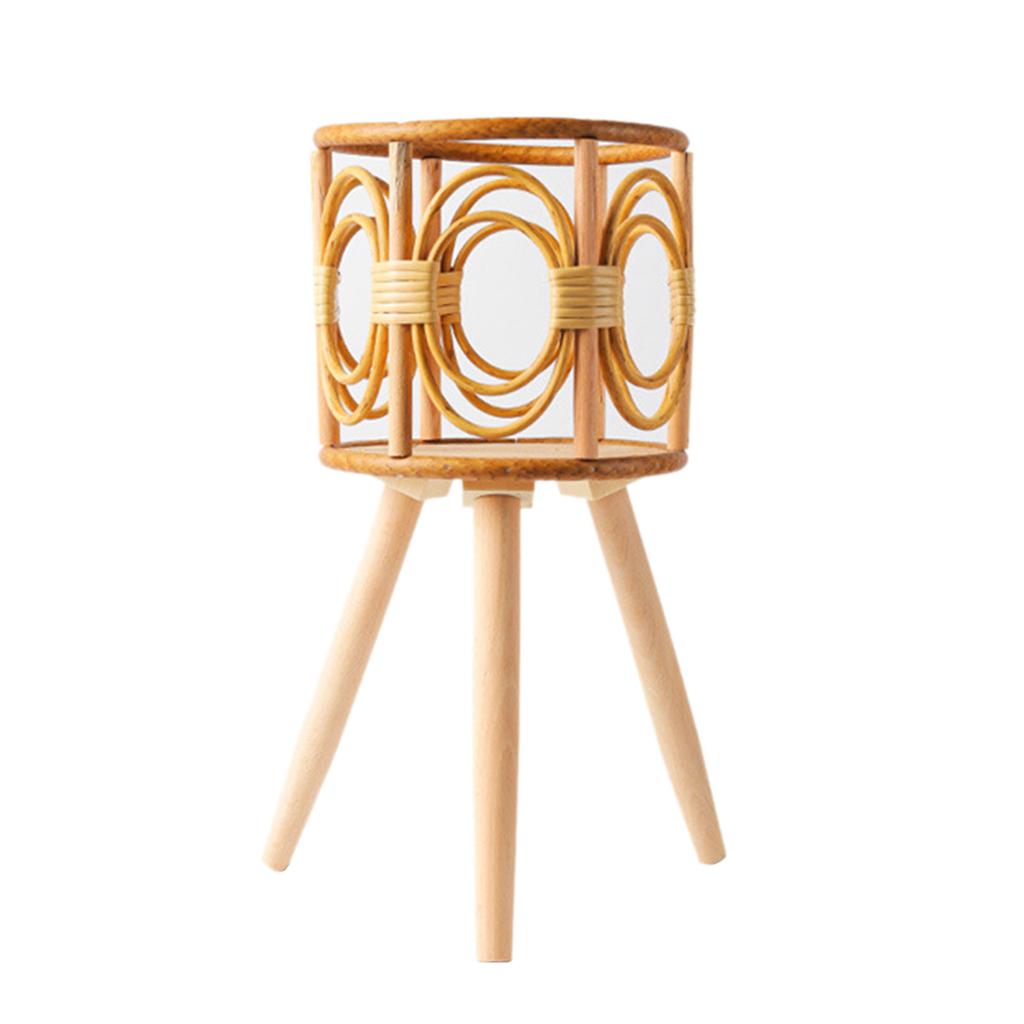 Подставка для комнатных растений из ротанга, соломенная плетеная подставка для цветов, табурет с ножками, напольные корзины для кашпо, деревянная полка для растений