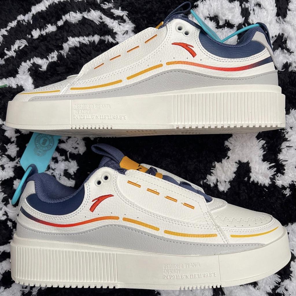 Anta Кроссовки Lifestyle Series с нескользящей износостойкой подошвой для скейтбординга, мужские, белые, синие, серые 912228033-12