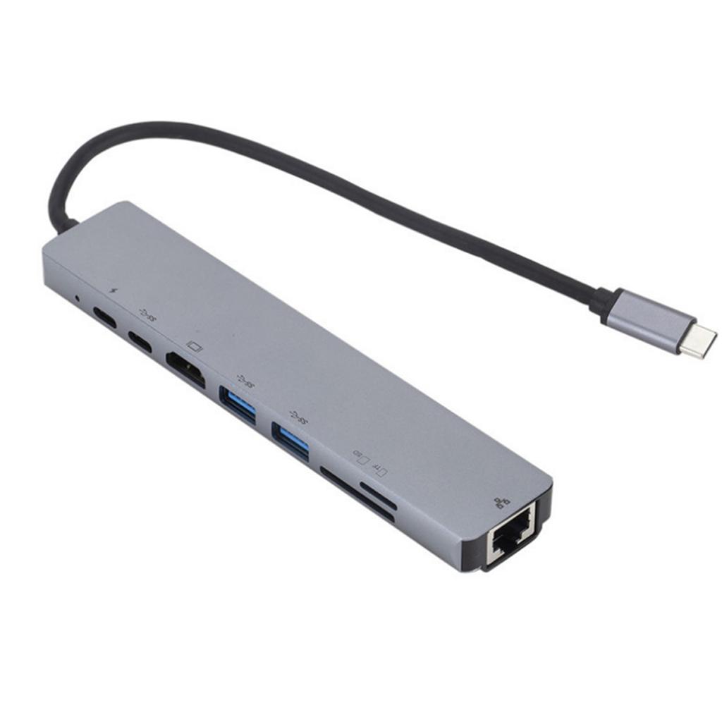 Интерфейс TypeC 8-в-1 к USB 3.0 хаб HDMI RJ45 Ethernet Mini SDTF OTG адаптер