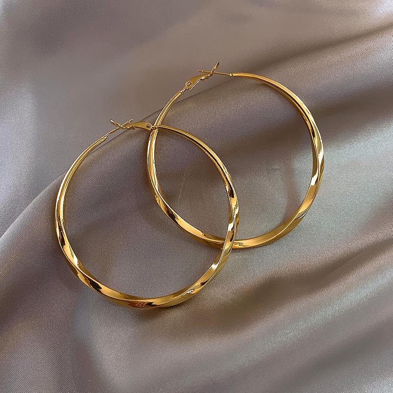 2026 New Trendy Silver Color Double Layer Circle Hoop Earrings For Women Exaggerated Metal Layer Round Earrings Jewelry Gift