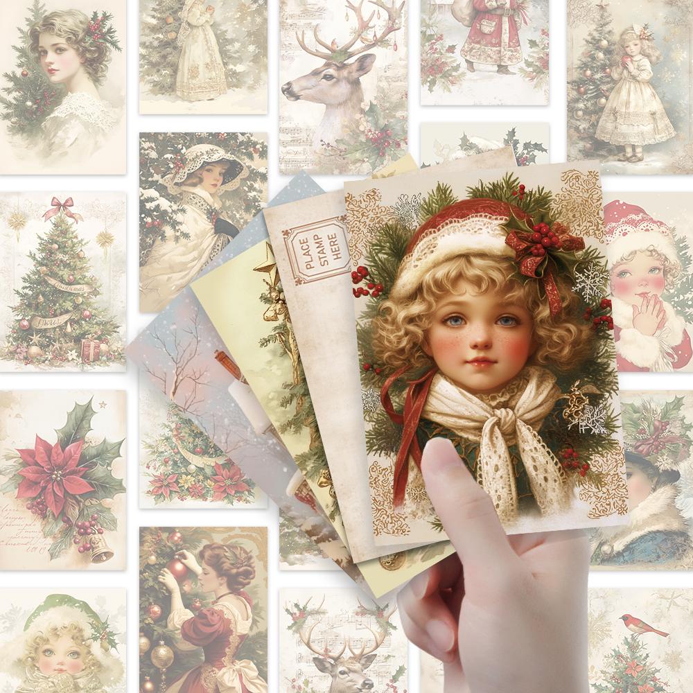 32pcs, Vintage Christmas Postcards, Christmas, Birthday/Anniversary Gifts, Collectibles, Perfect for Gifting, Mail-Ready.