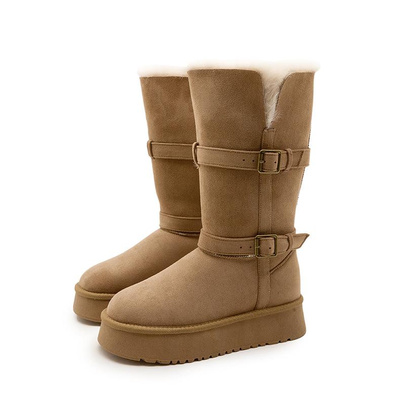 Medium tube thick-soled snow boots women's new winter velvet thickened Northeast large cotton shoes warm snow cotton boots