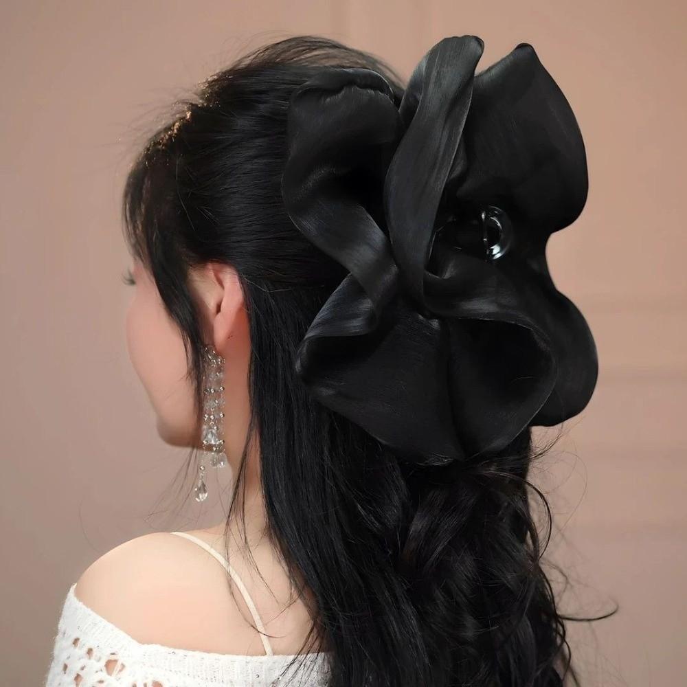 PC Cloud Crab Claw Clip Large Size Shark Clip Elegant Pleated Hair Claw Daily