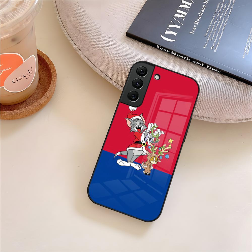 Пара J-JerryS Мышь TomS Чехол для телефона Стекло Для Samsung Galaxy S20 S25 S21 S22 S24 S23 Ultra Fe Plus A54 A16 A24 A55 A53 M54 Coq