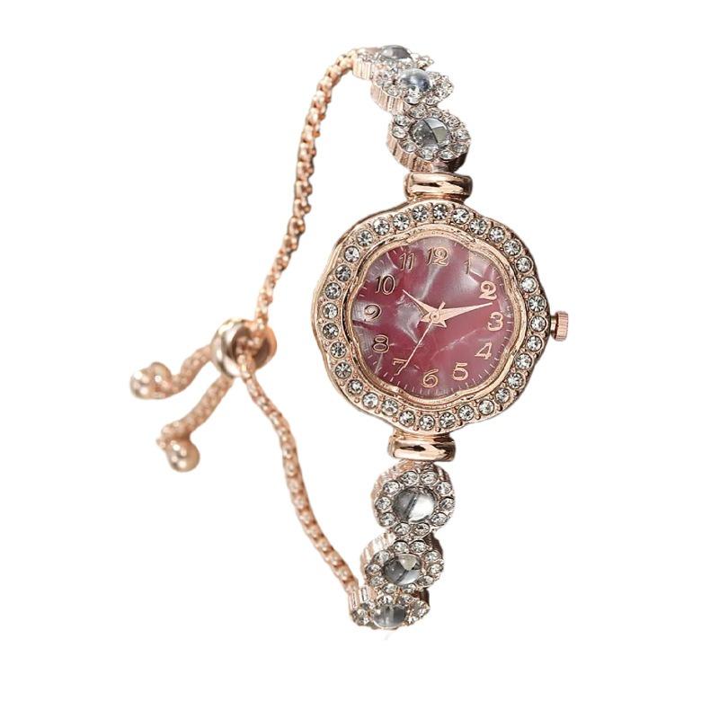 Женские часы с циферблатом-подсолнухом, полностью усыпанным бриллиантами, маленькие и тонкие, с высокоценным цифровым циферблатом, браслет