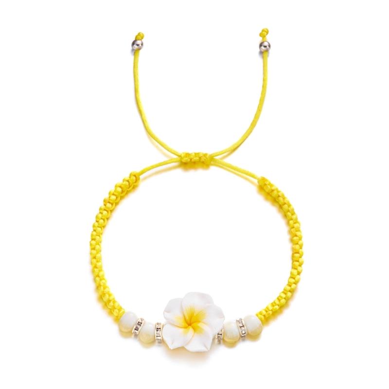 Браслет с цветами в гавайском стиле, ручная работа, пляжные украшения, регулируемая плетеная веревочка, стильный богемный браслет на запястье