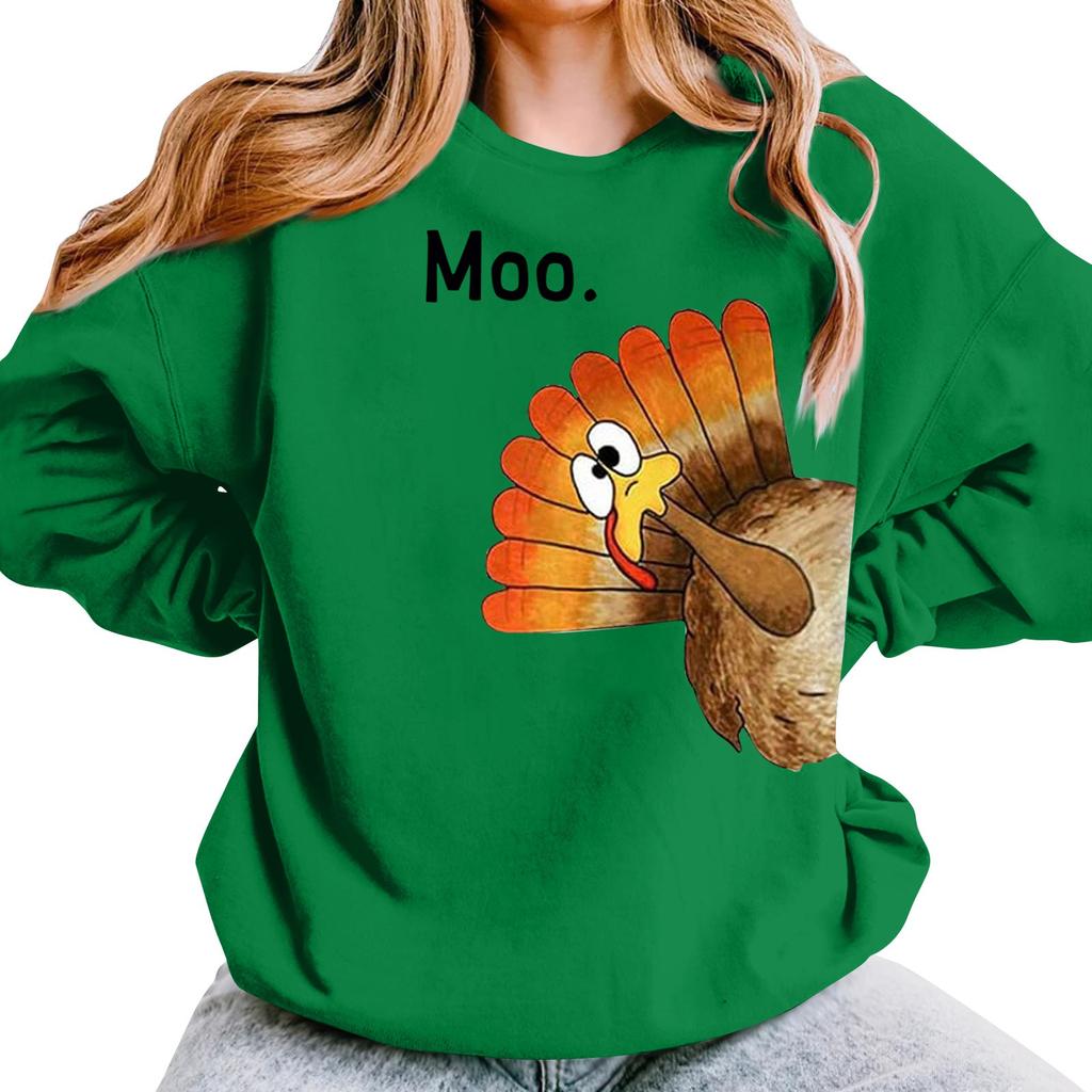 Женская повседневная мода День благодарения с принтом длинный рукав O-образный вырез пуловер толстовки