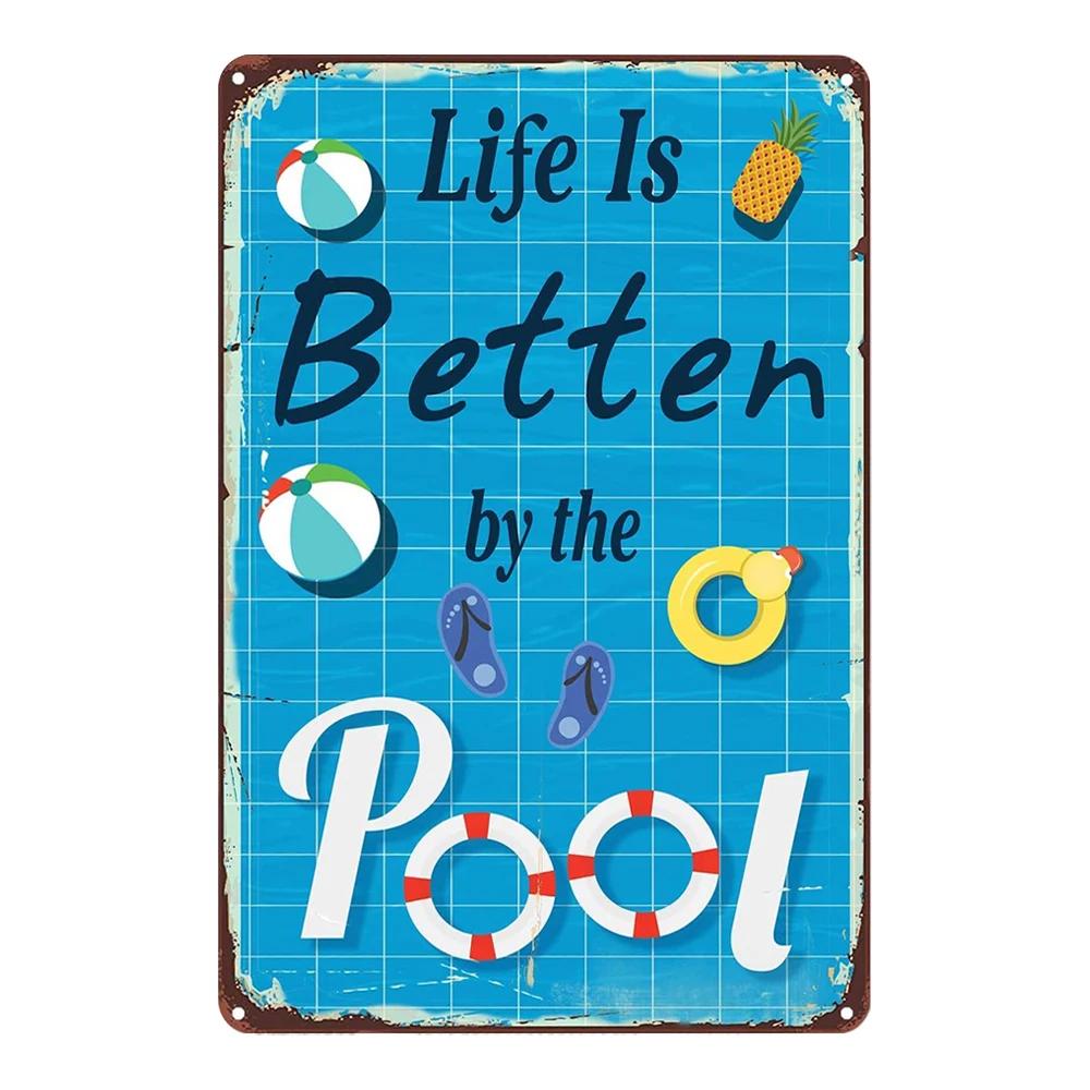 Жестяная табличка PC Pool Rules D Железо Олово Нет ныряния Нет бега Нет мочеиспускания Металлическая живопись для украшения стены наружного бассейна на заднем дворе