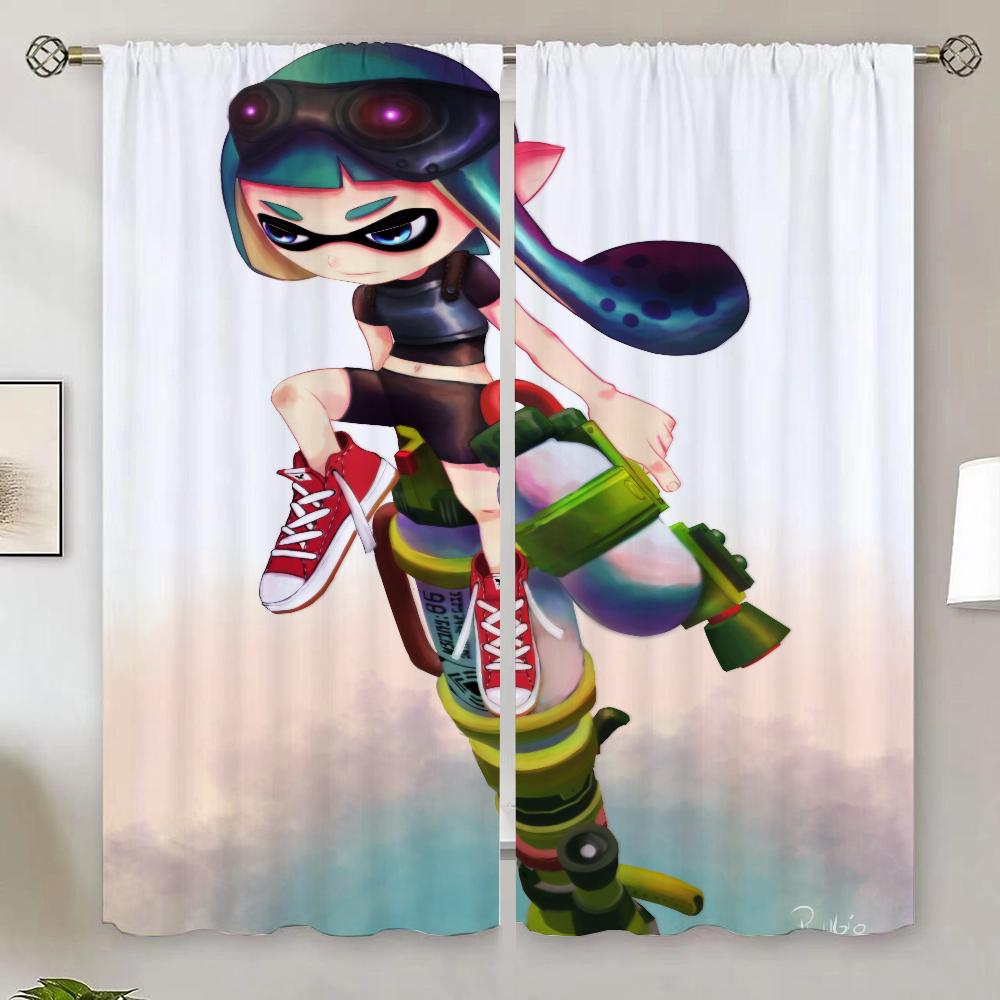 Splatoon Kitchen Curtains for Living Room 2 Elegant Pieces Blackout Curtain 100% Cheap Things With Free Shipping for Home Blinds