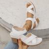 Fashion Summer White Thick High Heels Sandals Women Fashion Hook Loop Platform Sandles Woman Plus Size Cross Band Beach Sandalias Mujer