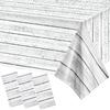 Tatuo 3 Pcs Wood Grain Tablecloth White Wood Tablecloth Plastic Rustic Table Cover Rectangle Table Cloth Western Themed Party Decorations for Picnic,