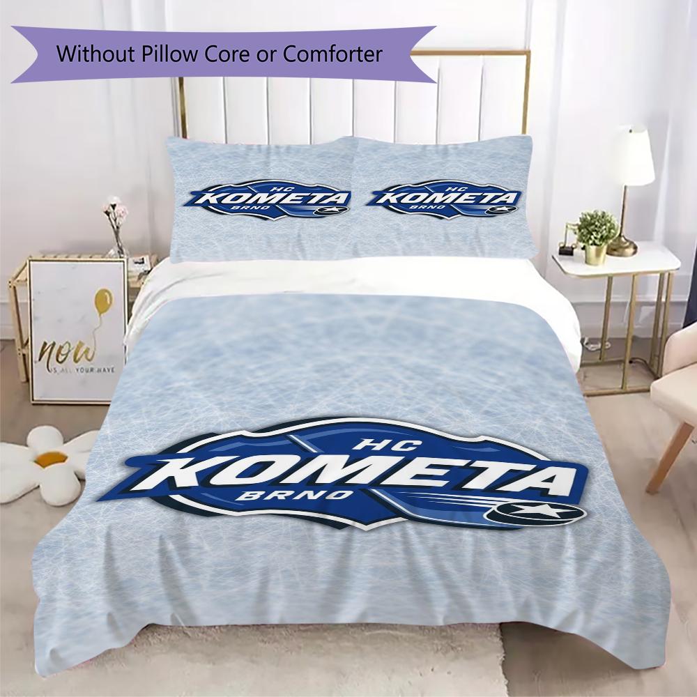 HC Kometa Brno Pattern Bedding uilt Set uilt Cover Pillowcase Home Decoration Birthday Gift (1 * duvet cover + 2 * pillowcase without core)