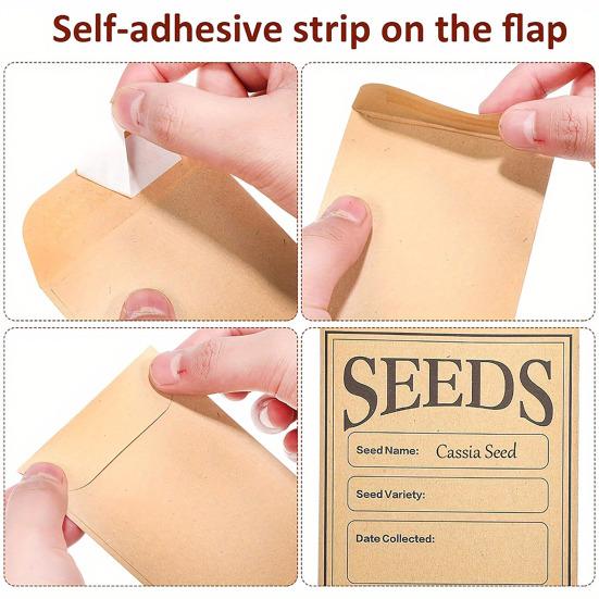 50 шт., конверт для хранения семян, крафт-бумага, прозрачное окно, цветы, овощи, специи, семена, самоклеящиеся пакеты, товары для домашнего сада