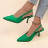Women Summer Shoes 2024 New Fashion Pointed Toe Stiletto Medium Heel High Heels Women Back Empty Toe Sandals Green Women's Shoes