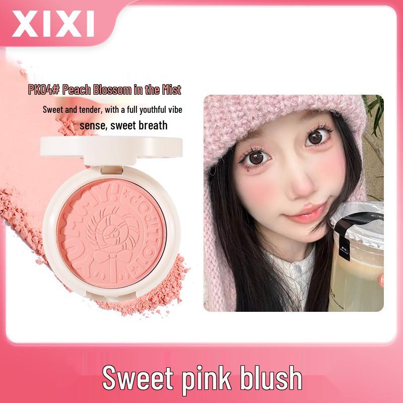 Румяна Xixi Sweet Pink: Естественная цветопередача, осветляет цвет лица, текстура мелкой пудры, подчеркивает белизну, идеально подходит для ежедневного макияжа.