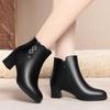 Autumn and Winter New Small Short Boots Women's Thick Heel Soft Sole    Cotton Shoes Soft Leather Medium Heel Women's Boots
