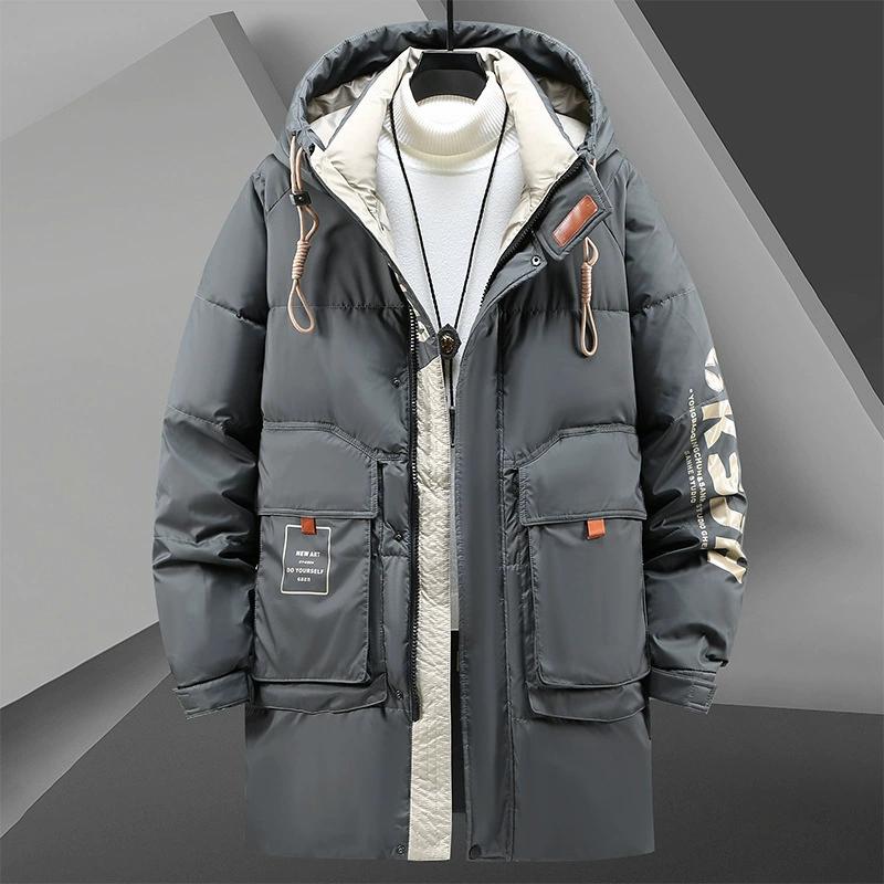 Autumn Winter Fashion Men's Plus Fleece Hooded Jacket Jacket Plus Fleece Warm and Cold-proof Men's Padded Jacket