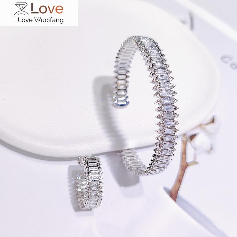 Шарм 2 шт. женский браслет и кольцо набор простой открытый дизайн циркон элегантные аксессуары популярные праздничные подарки для мамы/девочки