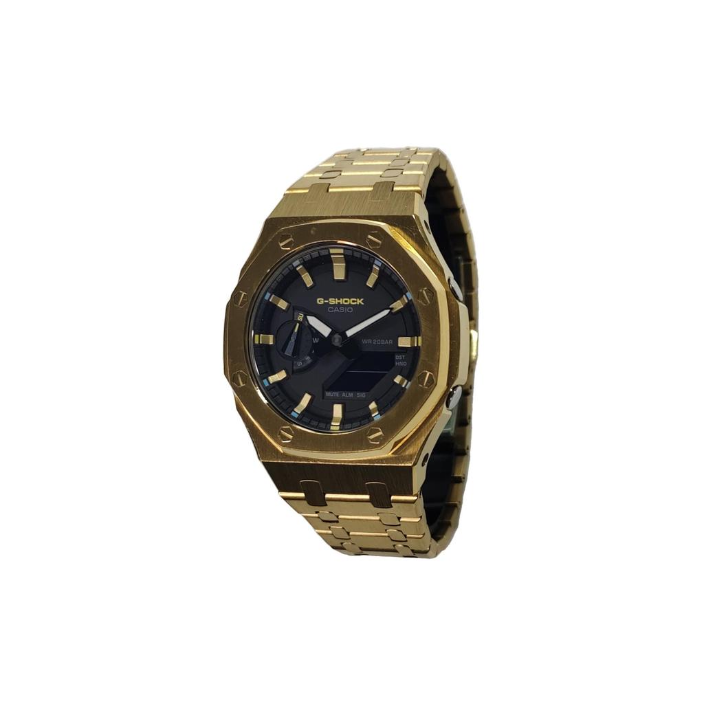 Casio Коллекция Custom Электронный механизм Стальной ремешок Часы Мужские Часы Черный циферблат GA-2100FR-3A(Watch3--)