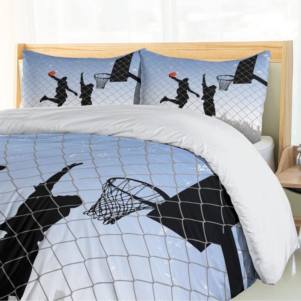 Youth Theme Three-Piece Quilt Cover 3D Digital Printing Bedding Set Basketball Bed Cover
