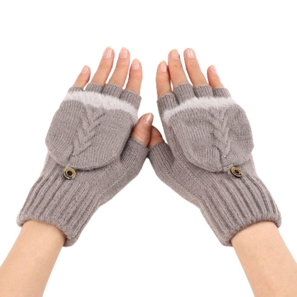 Перчатки без пальцев с откидной крышкой, плюшевые перчатки для сенсорных экранов, модные детские перчатки для женщин