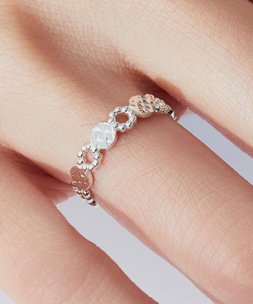 Helene Jewelry Кольцо для девушки из стерлингового серебра 925 пробы с линейным узором и шариком (Тип А)