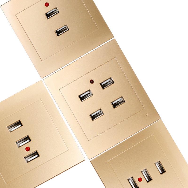 2/3/4/6 USB-портов, настенная розетка для зарядного устройства, розетка переменного тока