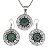 Комплект из диопсида, хромированные драгоценные камни, ожерелье, кулон, этнический стиль, 18-20 дюймов