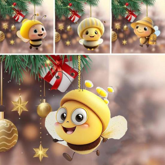 Acrylic Bee Hanging Decoration Single Side Printed Little Bee Ornament Car Rearview Mirror Keychain Pendant