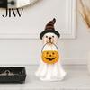 Cute Halloween Party Favors Ghost Dog Figurine, Wizard Hat Pumpkin Resin Statue, Tabletop Decor Festive for Entryway Bar Window Party, Lovely Holiday
