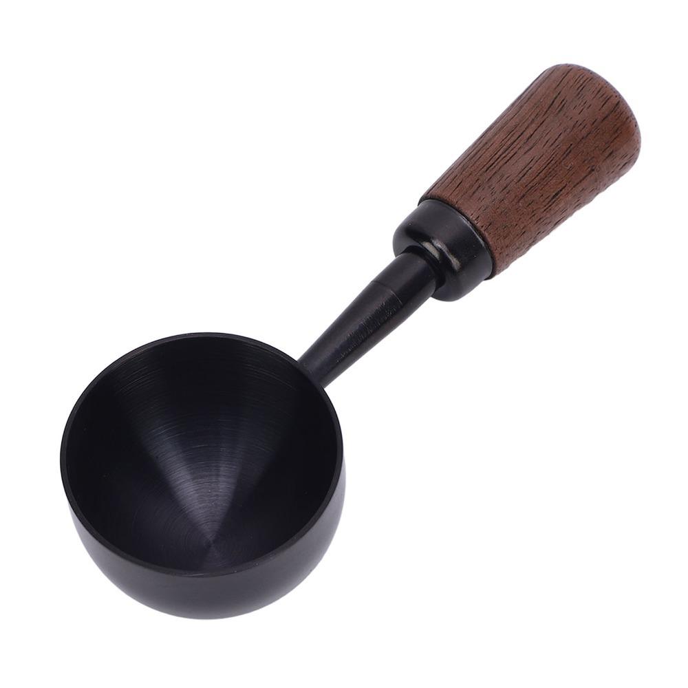 Short Wooden Handle Bean Tea Scoop 304 Stainless Steel Kitchen Utensil Spoon For Ground Coffee