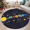 Tappeto rotondo a tema spazio rotondo Decorazione della casa Camera dei bambini Astronauta Razzo Pianeta Modello Tappetino antiscivolo Camera