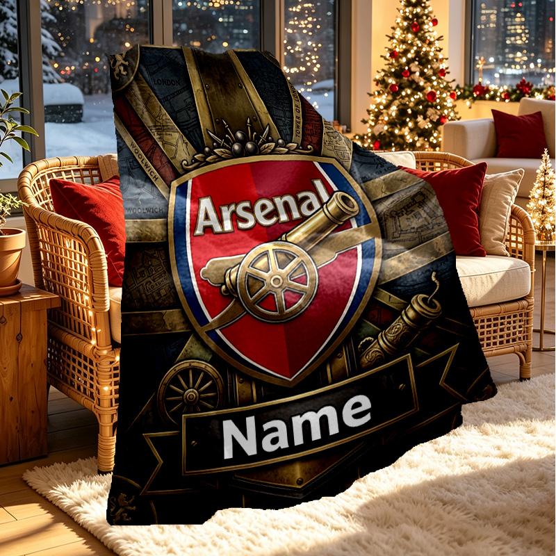 Custom Name Personalized Arsenal F.C Print Blanket, Home Decor, Bedroom, Sofa, Camping, Couch, Gifts for Birthday Christmas