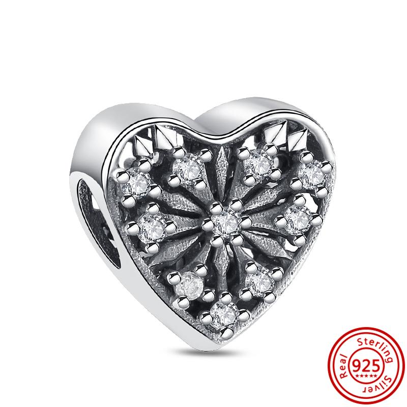 S925 Стерлингового Серебра Прозрачный Циркон Снежинка Гербарий Сверкающие Бусины Паве Подходит Оригинальный Браслет DIY Изящные Ювелирные Изделия