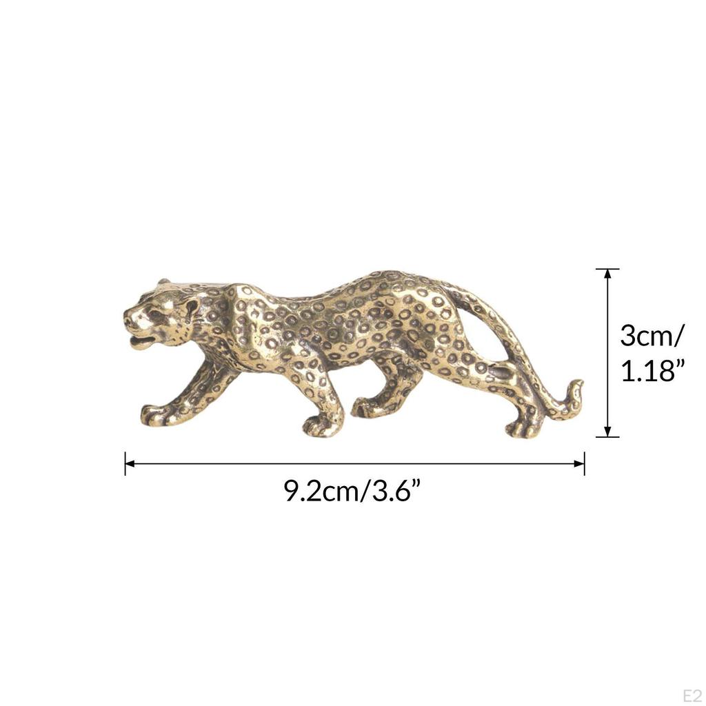 Leopard Statues Panther Figurine Brass Statuette Birthday Gift Collectible Animal Sculpture for Home
