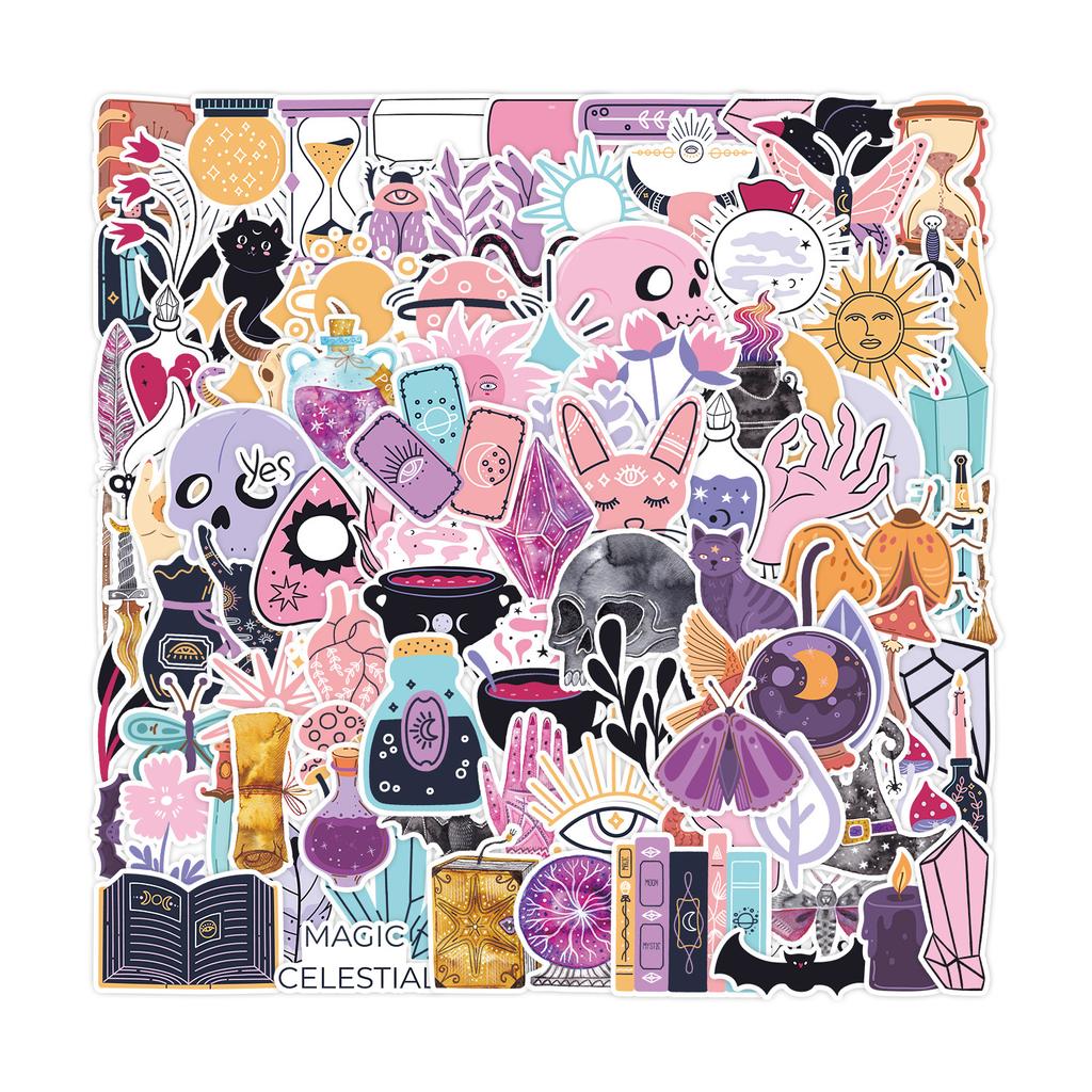 100 Sheets of Magician Witch Graffiti Stickers Suitcase Notebook Skateboard Mobile Phone Waterproof Decorative Stickers
