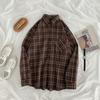 Yousheng женская рубашка с лацканами, длинный рукав, клетчатый принт, рубашка, топы с карманами, однобортная свободная рубашка, топы для повседневной носки