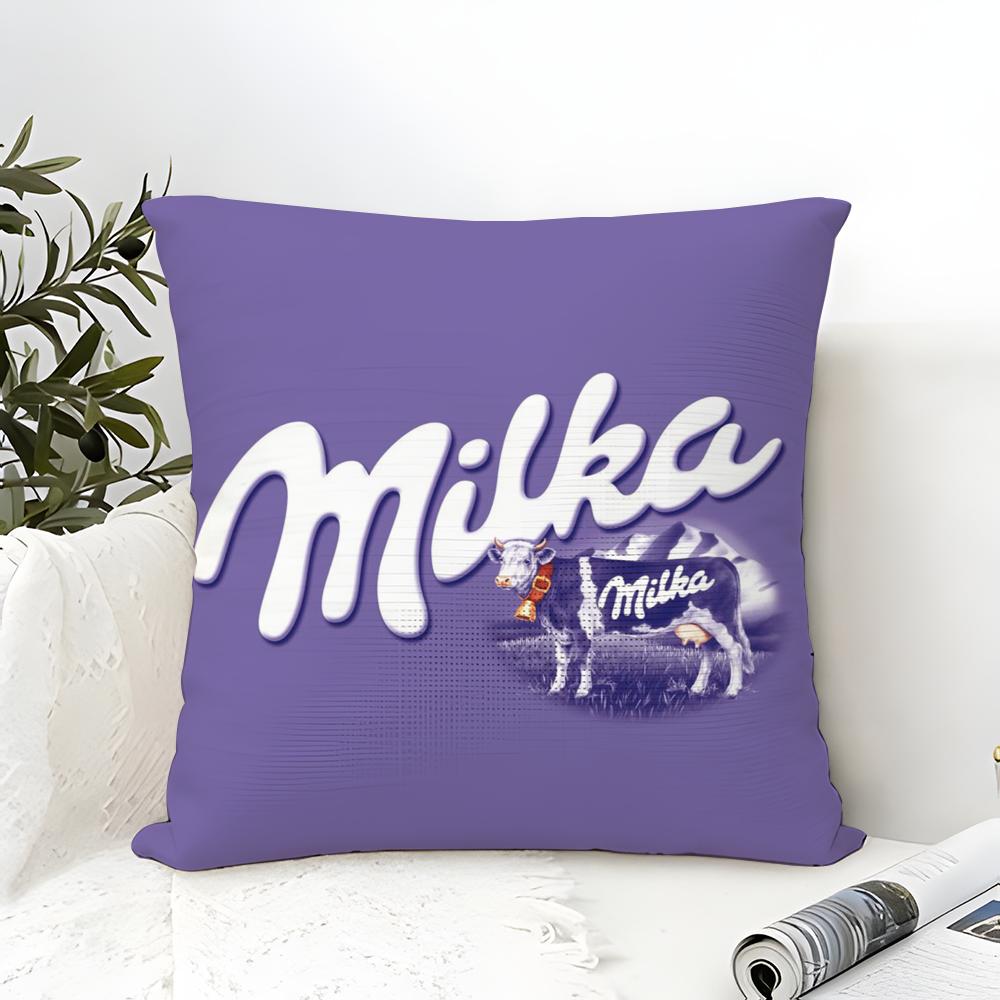 Забавная фиолетовая наволочка Milka из хлопково-льняной ткани, квадратная, на молнии, для дома, декора гостиной