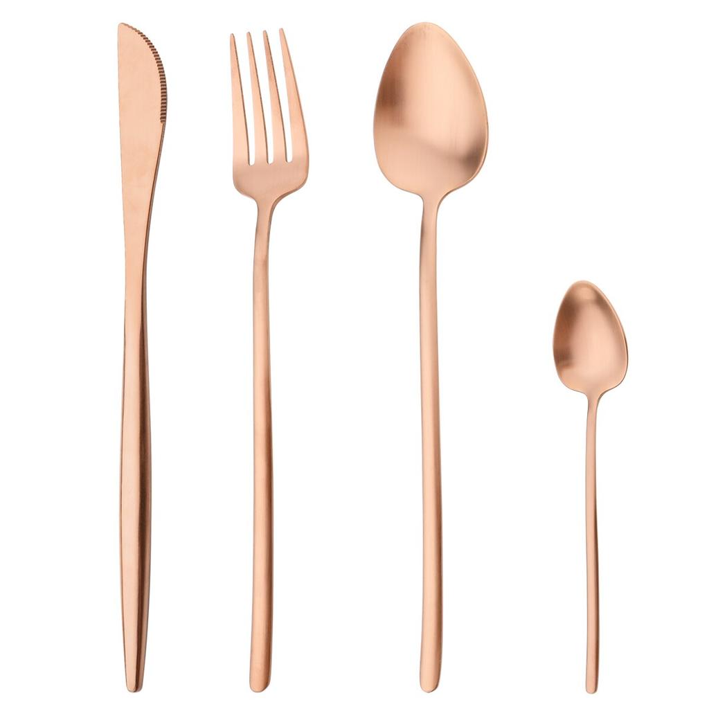 Matte Gold Stainless Steel Dinnerware Cutlery Set Dinner Knife Forks Coffee Spoon Silverware Kitchen Flatware Tableware Sets