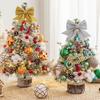 Mini Christmas Tree with LED Light Pre-lit Small Artificial Snow Flocked Tree with Ball Ornaments for Xmas Tabletop Indoor Holiday Decor