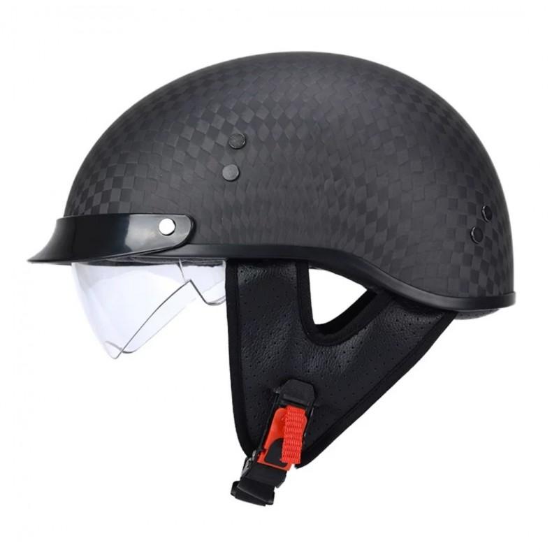 Carbon Fiber Retro Half Helmet Motorcycle Scooter Cruiser Adult Safety All
