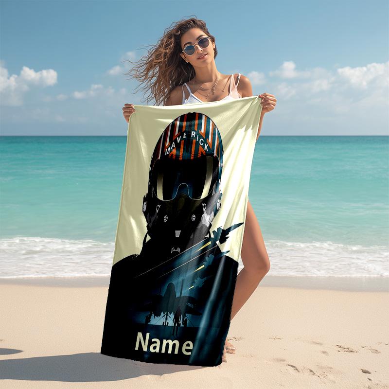 Personalized customized proof beach towel with Top Gun Maverick pattern - soft, absorbent,quick-drying,perfect swimming,camping&bathing
