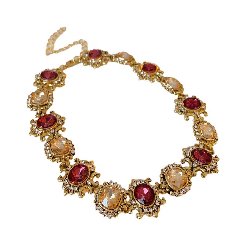 Винтажное круглое колье с бриллиантами: Модная бижутерия в стиле хай-корт, цепочка на ключицу