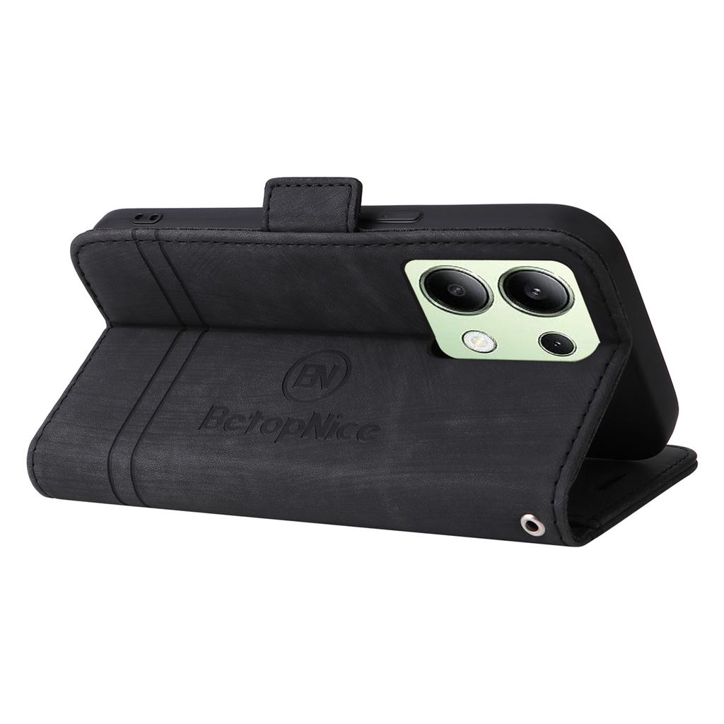 BETOPNICE 001 for Xiaomi Redmi Note 13 4G Case Imprinted Leather Phone Wallet Cover